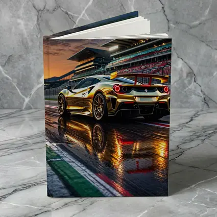 Ferrari 488 GTB Gold Race Track Sunset