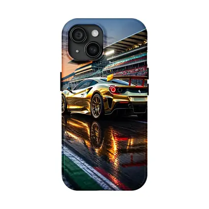 Ferrari 488 GTB Gold Race Track Sunset