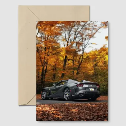 Ferrari 812 GTS Gray Autumn Forest Road
