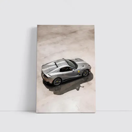 Ferrari 812 GTS Silver Parking Lot Overhead