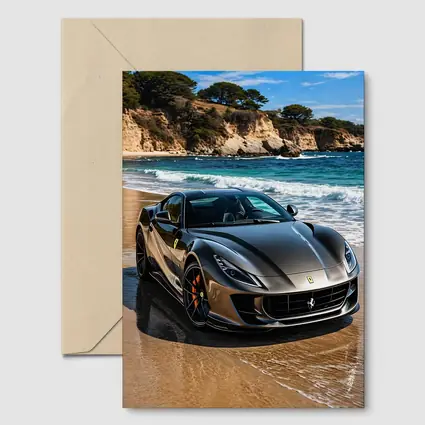 Ferrari 812 Superfast Dark Silver Beach Setting