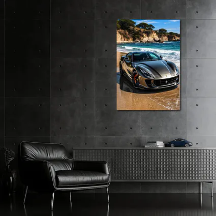 Ferrari 812 Superfast Dark Silver Beach Setting