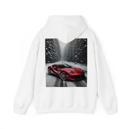 Ferrari 812 Superfast Red Snowy Forest Road