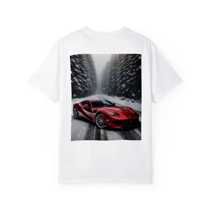 Ferrari 812 Superfast Red Snowy Forest Road