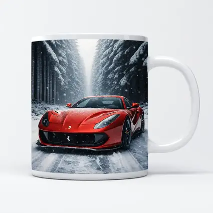 Ferrari 812 Superfast Red Snowy Forest