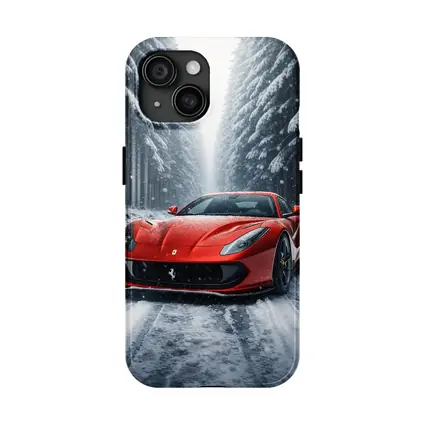 Ferrari 812 Superfast Red Snowy Forest