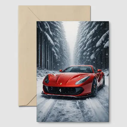 Ferrari 812 Superfast Red Snowy Forest