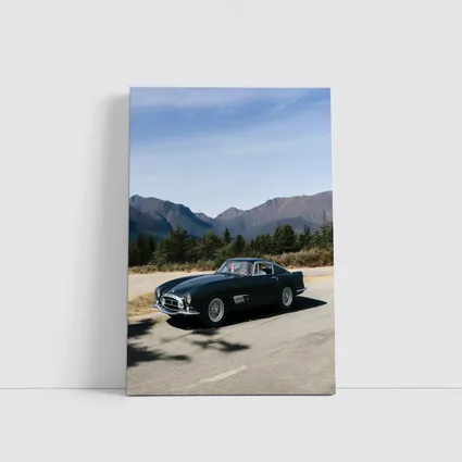 Ferrari Classic Dark Green Car Mountain Road