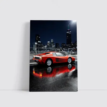 Ferrari Testarossa Red Wet Night City