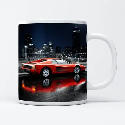 Ferrari Testarossa Red Wet Night City