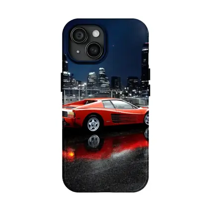 Ferrari Testarossa Red Wet Night City