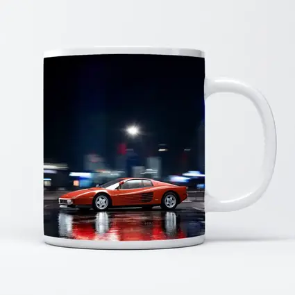 Ferrari Testarossa Red Wet City Night