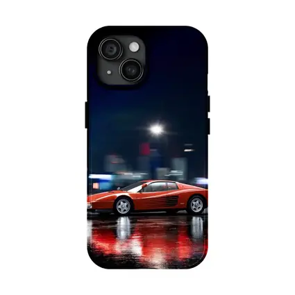 Ferrari Testarossa Red Wet City Night