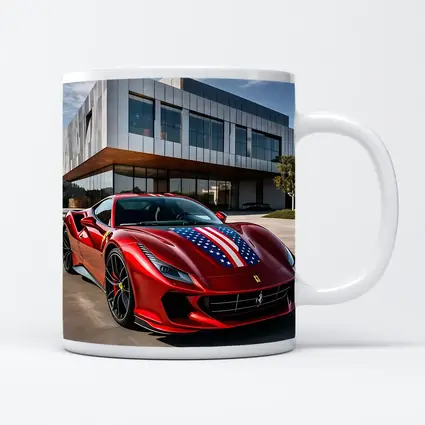 Ferrari F8 Tributo American Flag Modern Building