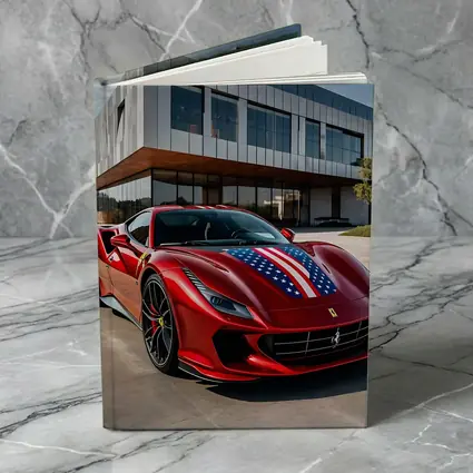 Ferrari F8 Tributo American Flag Modern Building