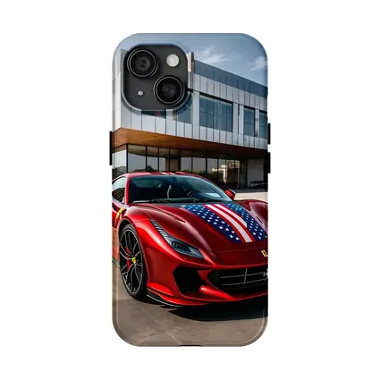 Ferrari F8 Tributo American Flag Modern Building