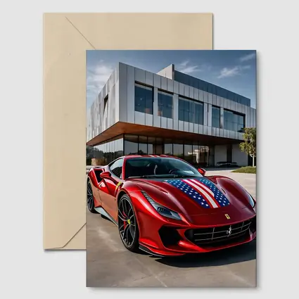 Ferrari F8 Tributo American Flag Modern Building