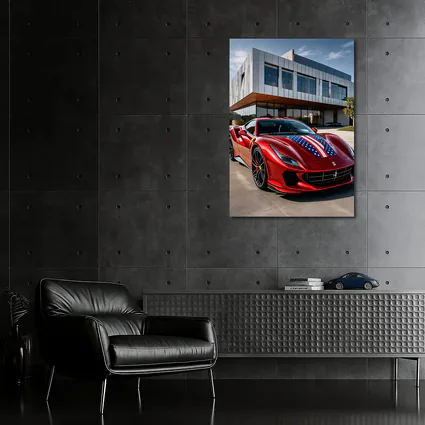 Ferrari F8 Tributo American Flag Modern Building