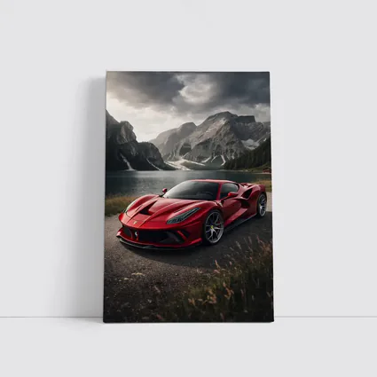 Ferrari F8 Red Supercar Mountain Lake