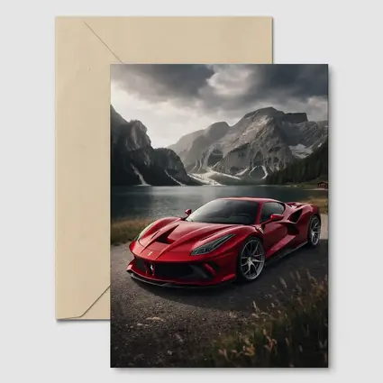 Ferrari F8 Red Supercar Mountain Lake