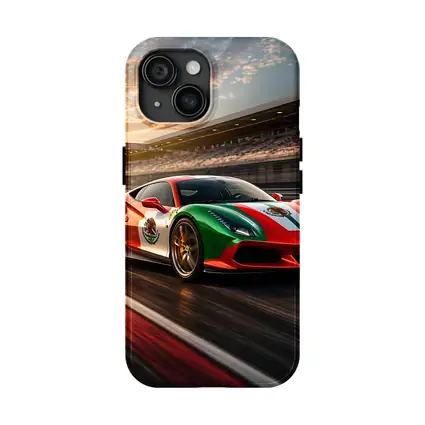 Ferrari 488 Mexico Flag Racing Track Sunset