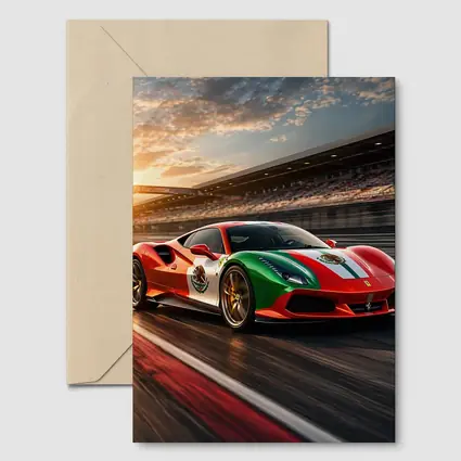 Ferrari 488 Mexico Flag Racing Track Sunset