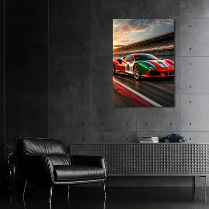 Ferrari 488 Mexico Flag Racing Track Sunset