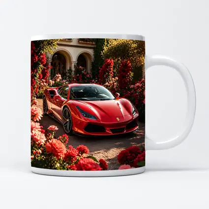 Ferrari F8 Red Sports Car Garden Setting