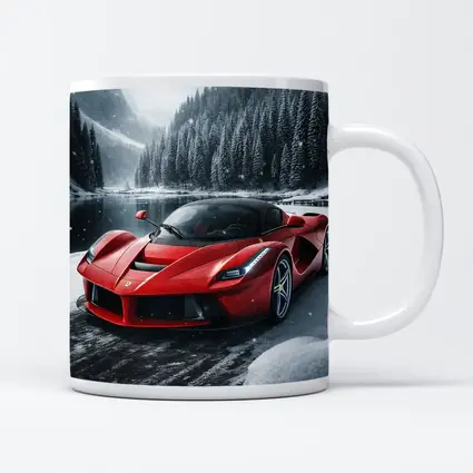 Ferrari LaFerrari Red Supercar Snowy Forest