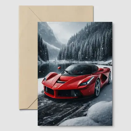 Ferrari LaFerrari Red Supercar Snowy Forest