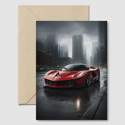 Ferrari LaFerrari Red Supercar Rainy City