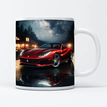 Ferrari Portofino Red Under Starry Night Sky