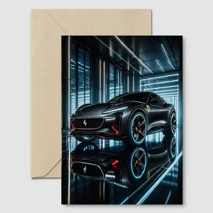 Ferrari Purosangue Black Neon Showroom Night
