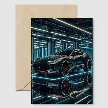 Ferrari Purosangue Black Neon Futuristic Garage
