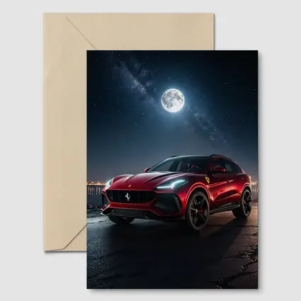 Ferrari Purosangue Red SUV Night Sky