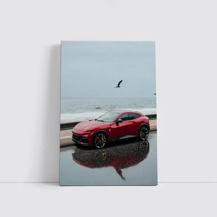 Ferrari Purosangue Red Wet Coastal Road