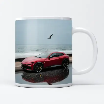 Ferrari Purosangue Red Wet Coastal Road