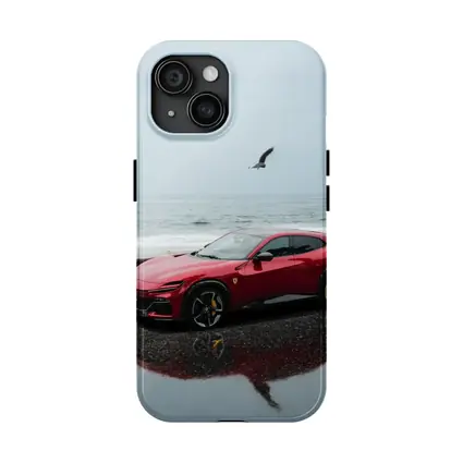 Ferrari Purosangue Red Wet Coastal Road