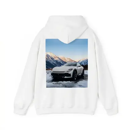 Ferrari Purosangue White Snow Mountain Backdrop