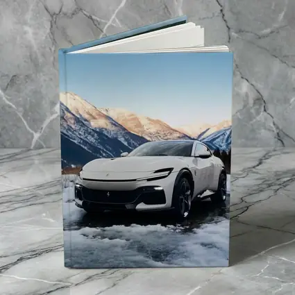 Ferrari Purosangue White Snow Mountain Backdrop