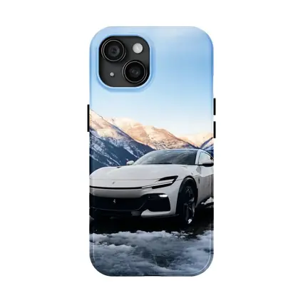 Ferrari Purosangue White Snow Mountain Backdrop