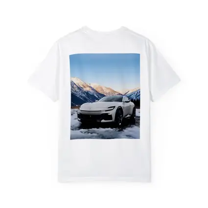 Ferrari Purosangue White Snow Mountain Backdrop