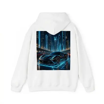 Ferrari Roma Black Neon Futuristic City Night