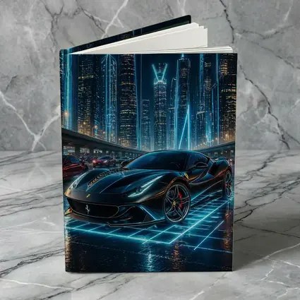 Ferrari Roma Black Neon Futuristic City Night