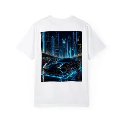 Ferrari Roma Black Neon Futuristic City Night