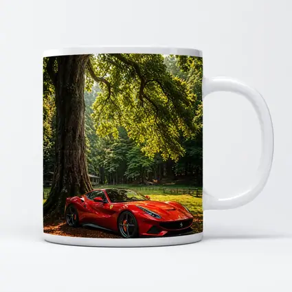 Ferrari Roma Red Sports Car Forest Setting