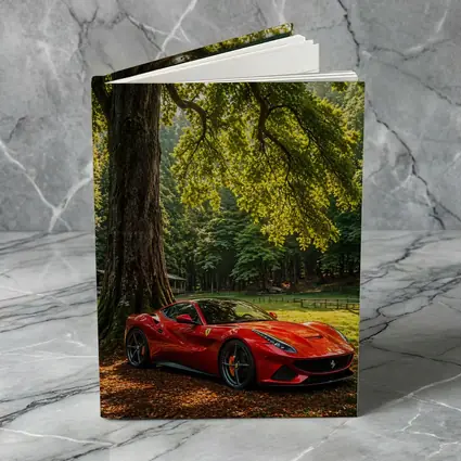 Ferrari Roma Red Sports Car Forest Setting