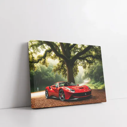 Ferrari Roma Red Supercar Forest Road