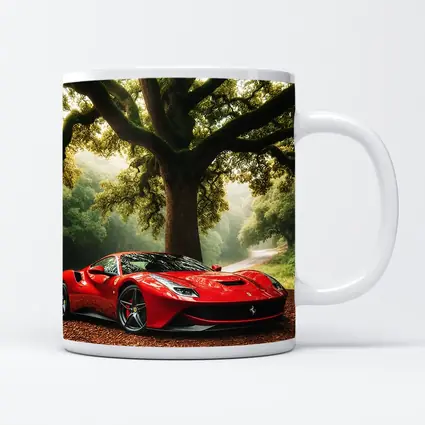 Ferrari Roma Red Supercar Forest Road