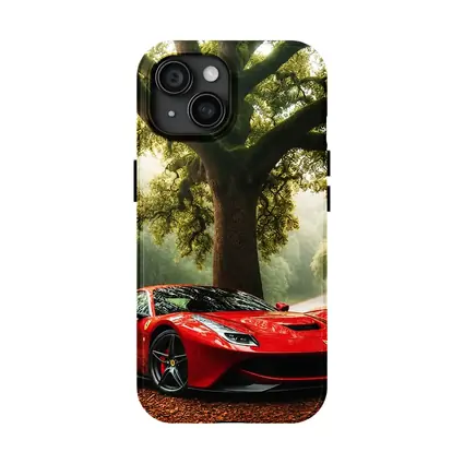 Ferrari Roma Red Supercar Forest Road